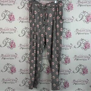 True north pants pj I heart Canada 🇨🇦 Chic Striped Pants with Floral Accents